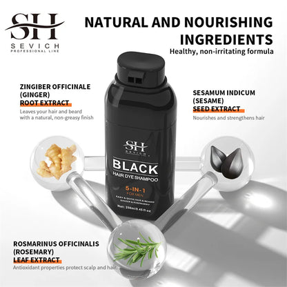 Shampooing colorant noir pour cheveux blancs 250 ml