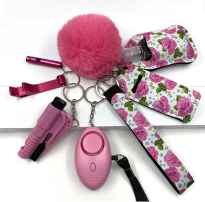 Kit Porte-Clés Défense Personnelle Femme – Alarme Sonore, Bouteille de Voyage, 20 Coloris
