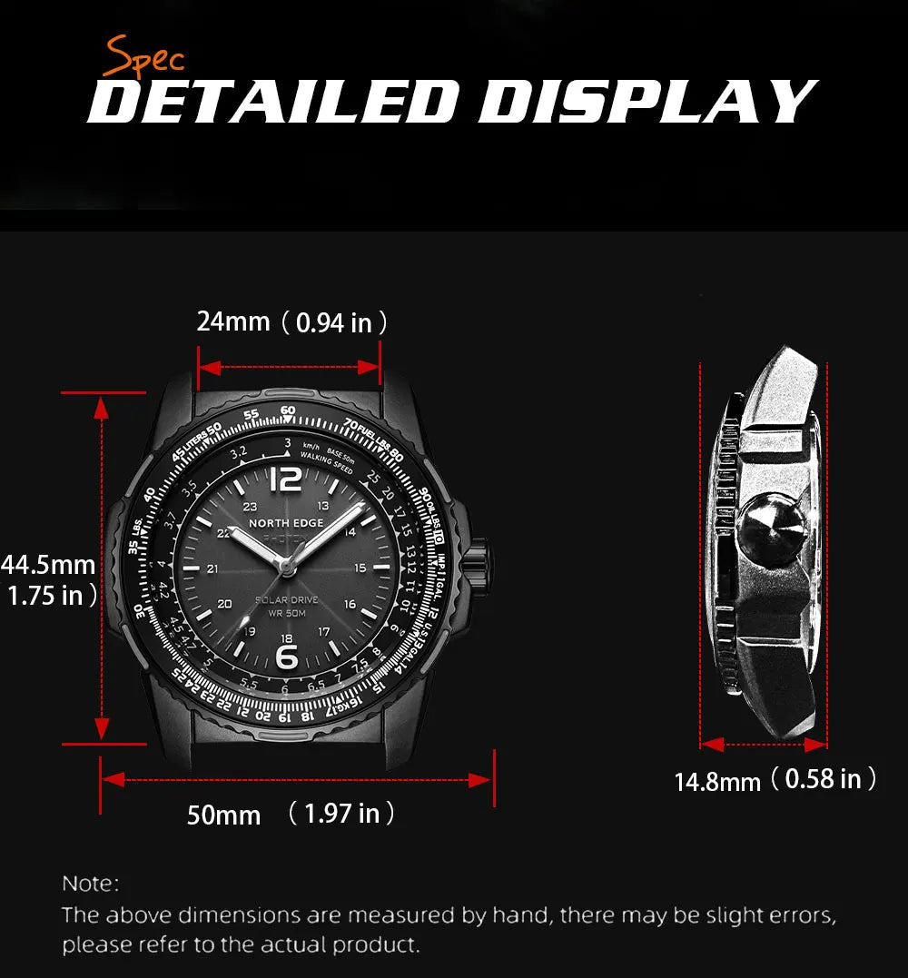 Montre Homme Digitale Militaire NORTH EDGE PHOTON – Sportive, Étanche 50M, Solaire et Lumineuse - BLACKBEARD OUTDOOR INDUSTRIES