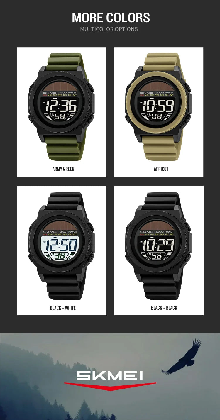 Montre Digitale SKMEI 2358 – Énergie Solaire – Étanche 5ATM – Homme & Femme - BLACKBEARD OUTDOOR INDUSTRIES