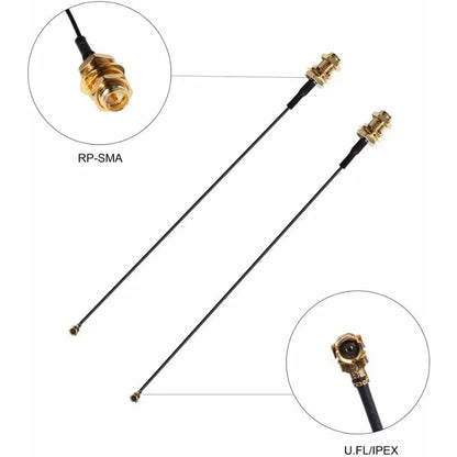 Antenne WiFi 2 x 8dBi Dual Band 2.4GHz 5.8GHz avec 2 x 15CM Câble Pigtail I-P-E-X-1 à RP-SMA Femelle pour Routeur Sans Fil - BLACKBEARD OUTDOOR INDUSTRIES