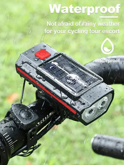phare avant de vélo solaire a éclairage double faisceau avec avertisseur sonore Ma boutique