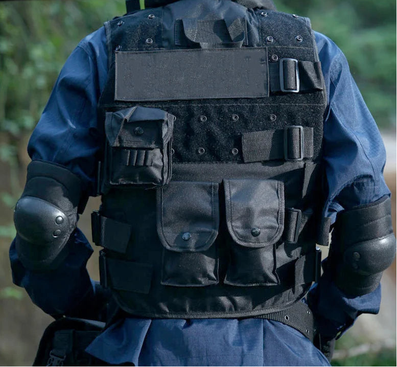 Gilet tactique SWAT noir en nylon, style police et intervention