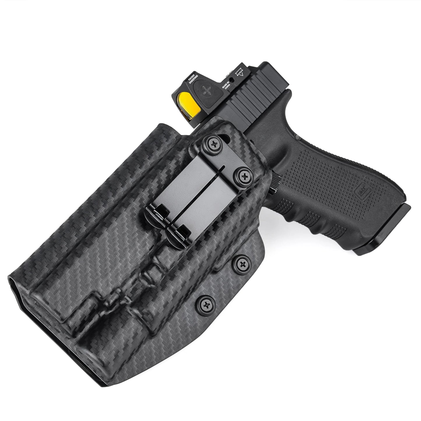 Holster IWB Kydex Glock 19 19X 23 25 32 44 45 + Olight Baldr Pro R – Port Dissimulé Ceinture, Rétention Réglable | Droitier & Gaucher - BLACKBEARD OUTDOOR INDUSTRIES