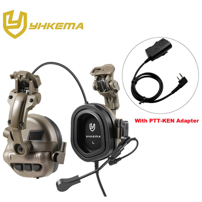 Casque Tactique Électronique sur Rail de Casque – 22 dB NRR, Amplification ×6, Micro Boom, PTT Kenwood