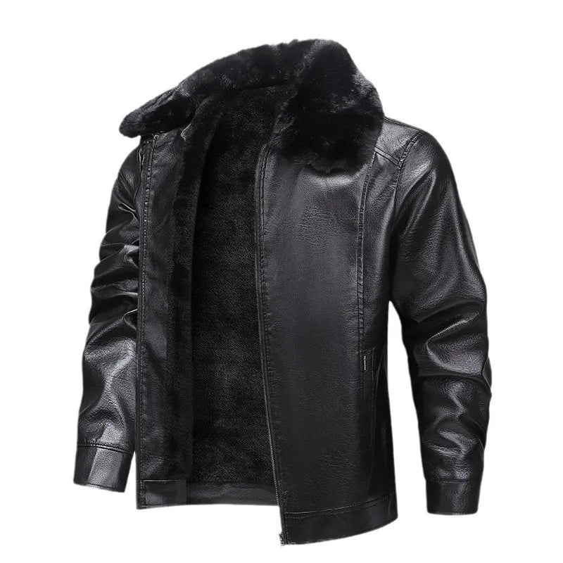 Veste Cuir Homme Hiver — Col Montant, Doublure Polaire Épaisse, Imperméable & Coupe-Vent | M à 4XL - BLACKBEARD OUTDOOR INDUSTRIES