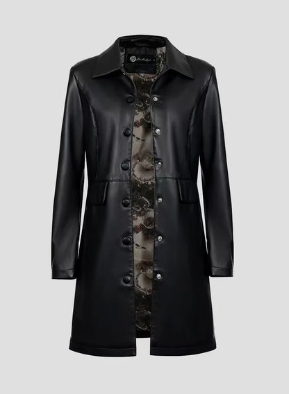 Veste femme en simili cuir PU à col revers