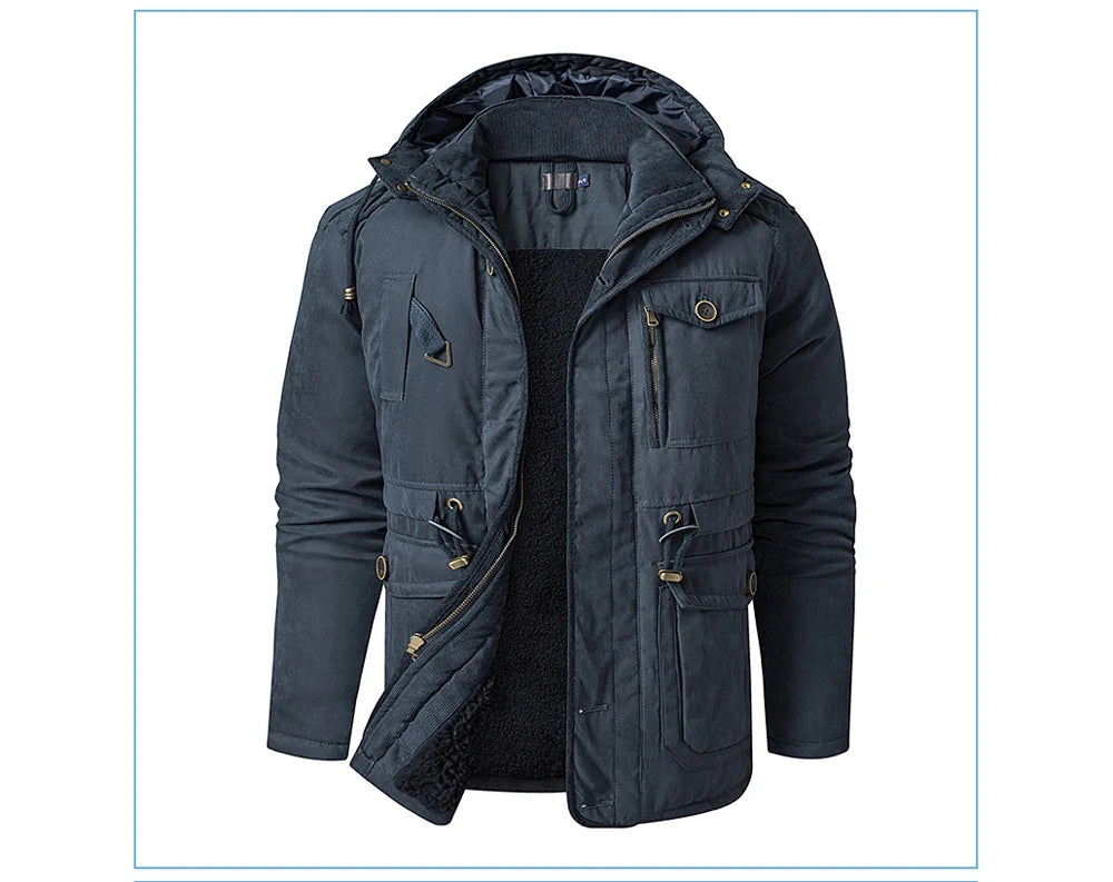 Veste d’Hiver Chaude Homme – DIMUSI Veste Tactique Épaissie | Polaire Doublée | Multi-poches | Coupe-Vent | Capuche | Mode & Outdoor - BLACKBEARD OUTDOOR INDUSTRIES