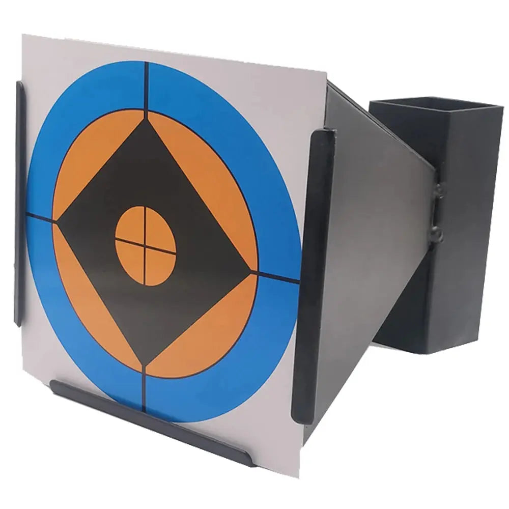 Cible Piège à Billes Noire en Forme d’Entonnoir avec Cibles en Papier – Collecteur de Billes pour Airsoft et Pistolet à Plombs Ma boutique