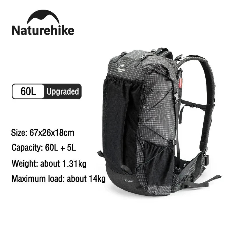 Sac à Dos Randonnée Naturehike Rock 40L / 60L avec Couvre-Pluie — Armature Interne, Nylon