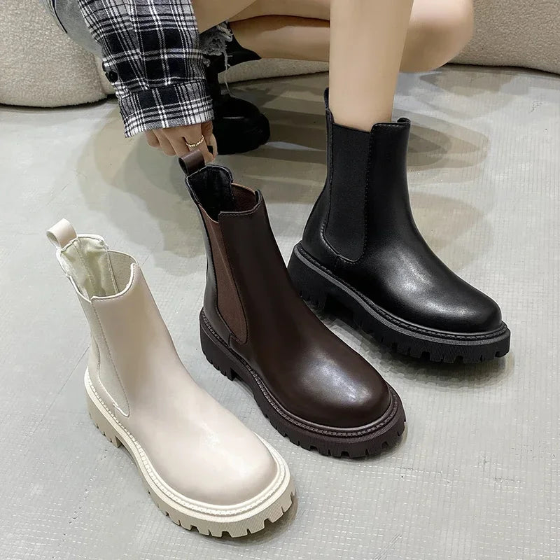 Bottines Femme Semelle Épaisse – Bottes Courtes Imperméables Automne Hiver | Confort & Style