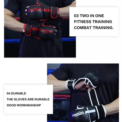 Gants MMA Demi-Doigts Pro Cuir PU – Sac de Frappe / Karaté / Muay Thai – S M L Adulte & Enfant - BLACKBEARD OUTDOOR INDUSTRIES