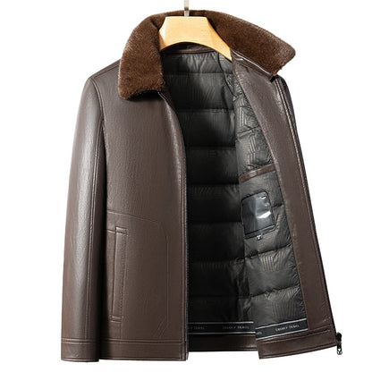 Doudoune Homme Cuir Véritable — Col Fourrure Vison, 90% Duvet Canard Blanc | M à 4XL - BLACKBEARD OUTDOOR INDUSTRIES