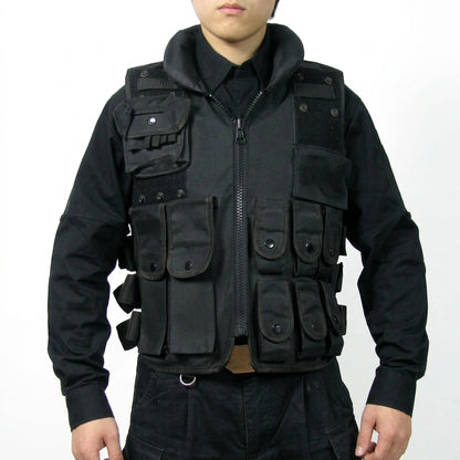 Gilet tactique SWAT noir en nylon, style police et intervention