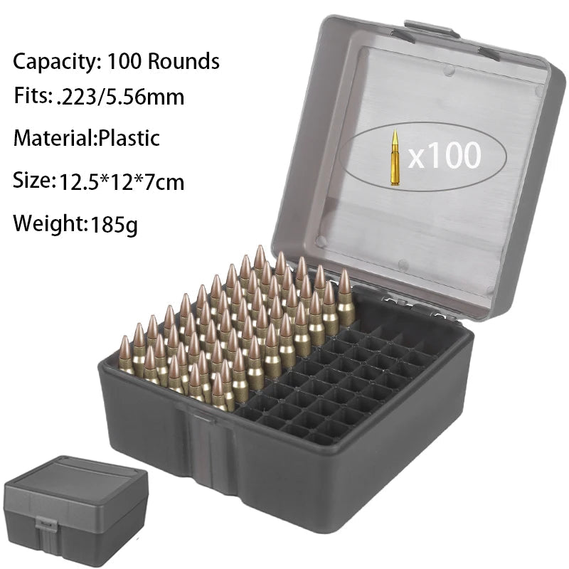 Boîte de Rangement pour Munitions – 50 ou 100 Coups | Calibres .223/5.56mm, 7.62x39mm, .38 Spé , 9mm Ma boutique