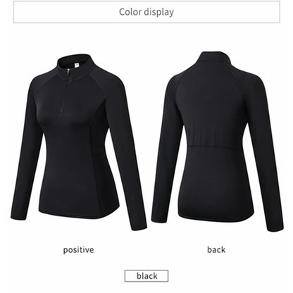 Top Sport Femme Manches Longues – Col Montant Yoga Fitness Running