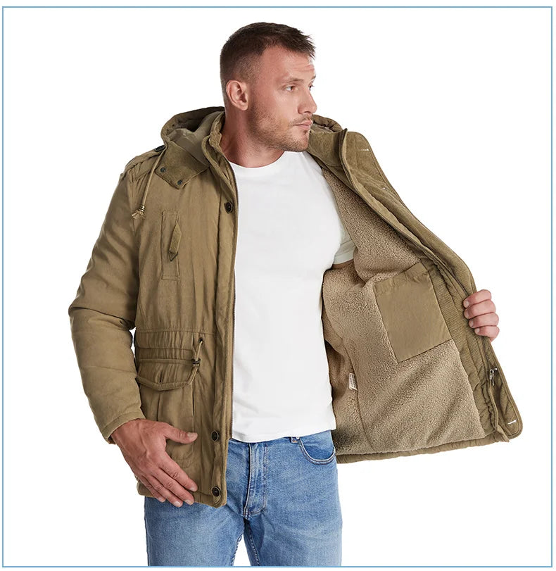 Parka Homme Hiver Chaude – LZLLTT Avec Capuche Amovible | Doublure Polaire | Multipoches | -30°C à +5°C - BLACKBEARD OUTDOOR INDUSTRIES