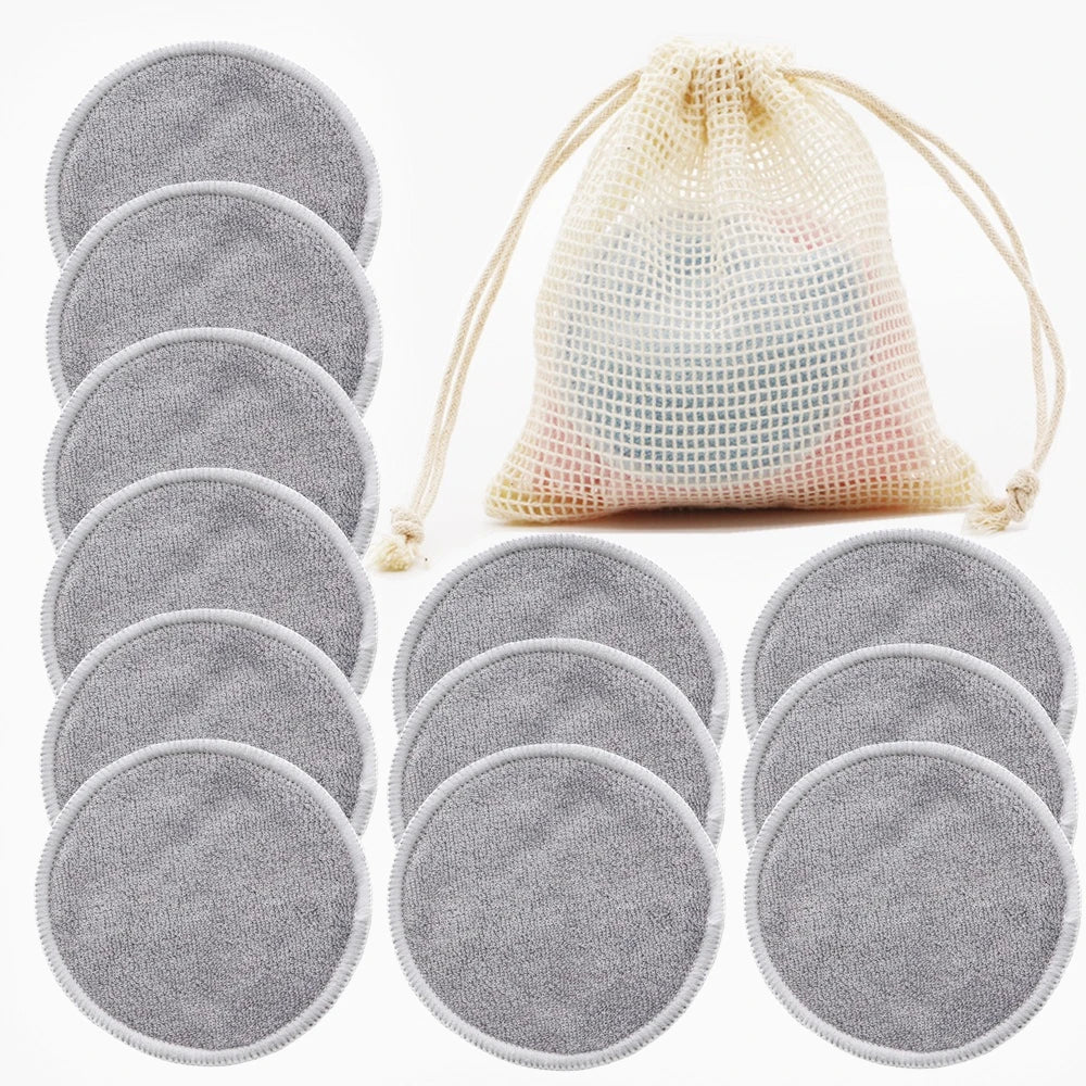 Disques démaquillants lavables en bambou, lot de 12