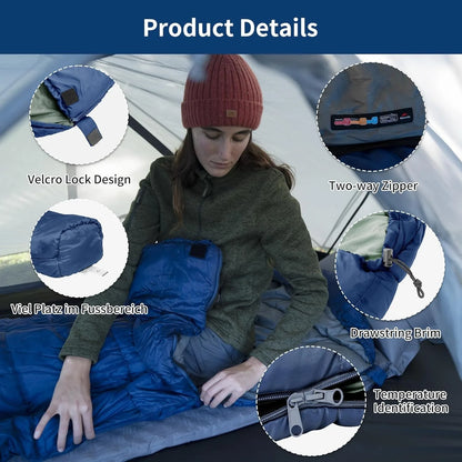 Sac de Couchage Momie Naturehike MJ300/MJ600 – 3 Saisons Camping Hiver Adulte