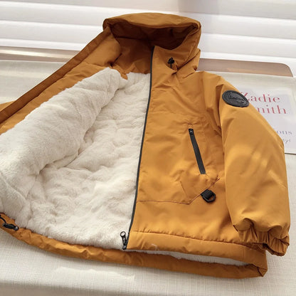 Coupe-Vent Garçon Hiver À Capuche Fourrure – Veste Chaude Outdoor 4-14 Ans