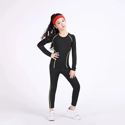 Tenue Sport Enfant Compression – Maillot Manches Longues Séchage Rapide