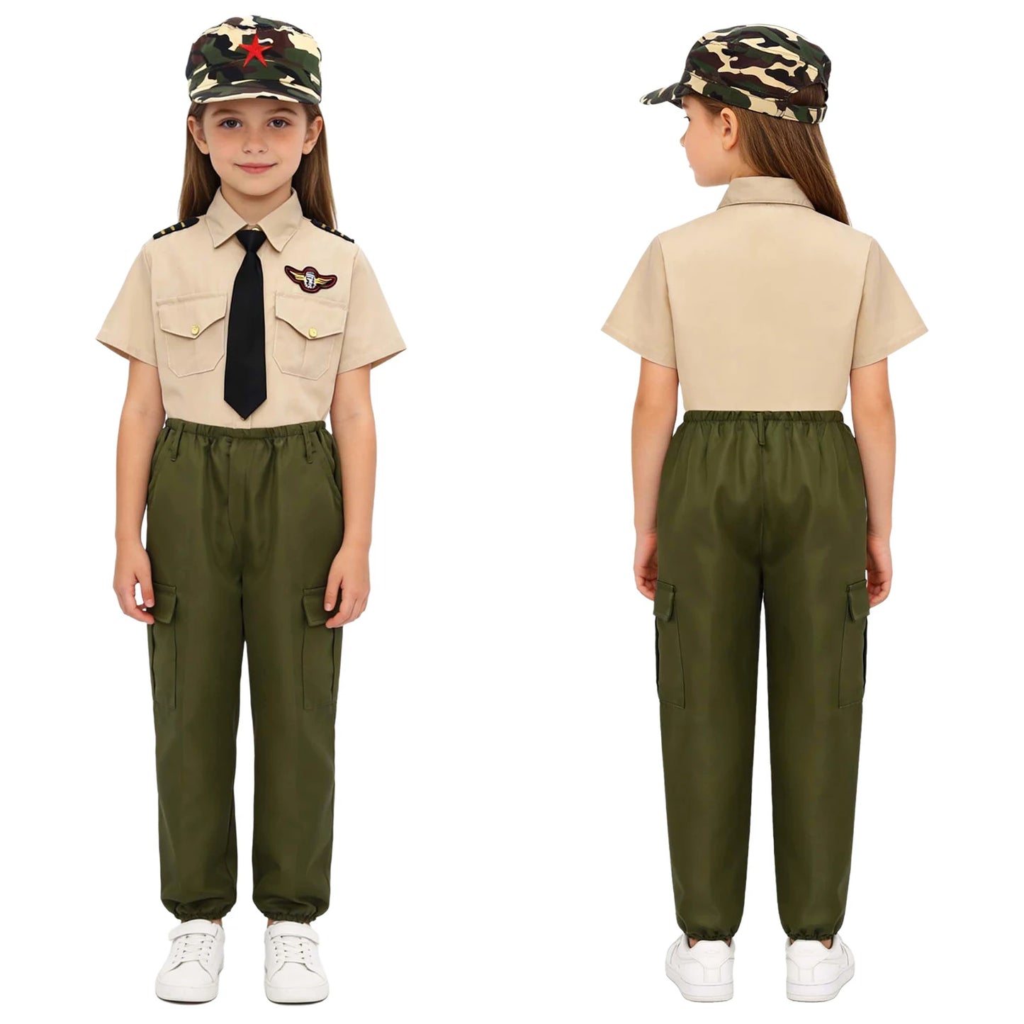 Uniforme Militaire Enfant 4 Pièces – Garçon & Fille | Cosplay, Spectacle, Halloween | 100-160 cm