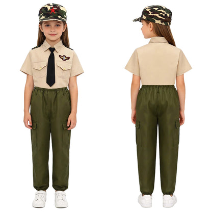Uniforme Militaire Enfant 4 Pièces – Garçon & Fille | Cosplay, Spectacle, Halloween | 100-160 cm
