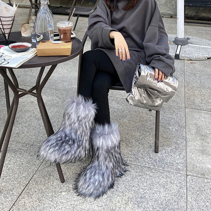 Bottes d’hiver femme fourrées en fausse fourrure