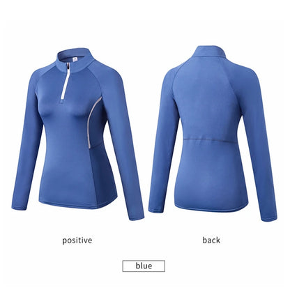 Top Sport Femme Manches Longues – Col Montant Yoga Fitness Running
