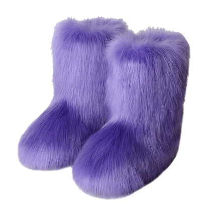 Bottes d’hiver femme fourrées en fausse fourrure
