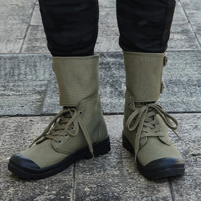 Rangers en toile pour hommes - Bottes hautes en toile respirantes, casual, outdoor et antidérapantes