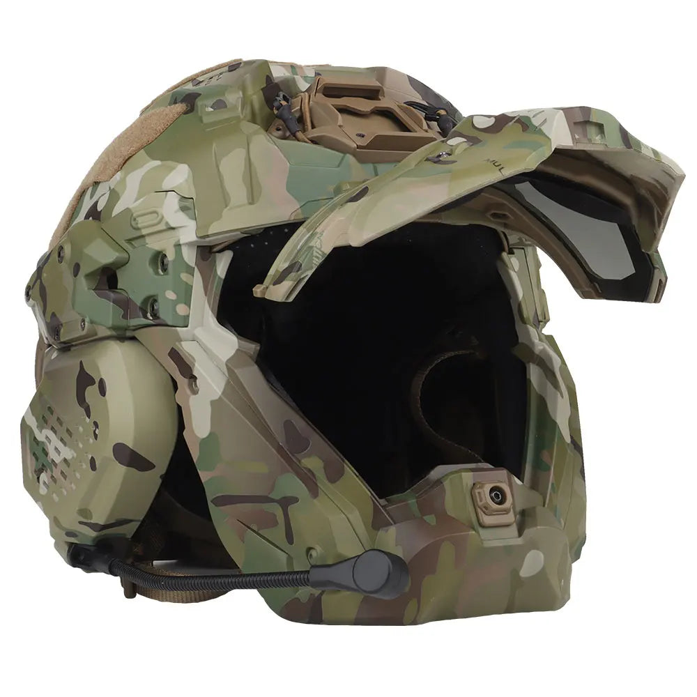 Casque airsoft tactique HL-99 avec masque relevable et ventilation anti-buée