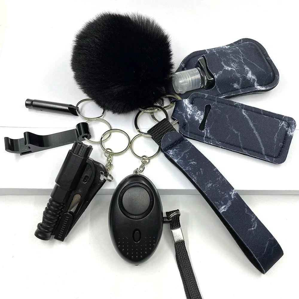 Kit Porte-Clés Défense Personnelle Femme – Alarme Sonore, Bouteille de Voyage, 20 Coloris
