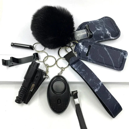 Kit Porte-Clés Défense Personnelle Femme – Alarme Sonore, Bouteille de Voyage, 20 Coloris