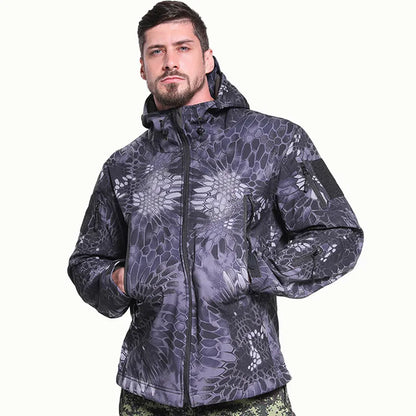 Veste tactique softshell femme à capuche, doublée polaire, camouflage ou unie