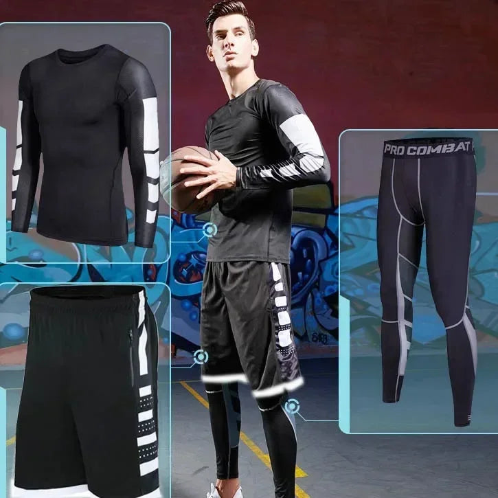 Ensemble sport homme compression, 2, 3 ou 5 pièces