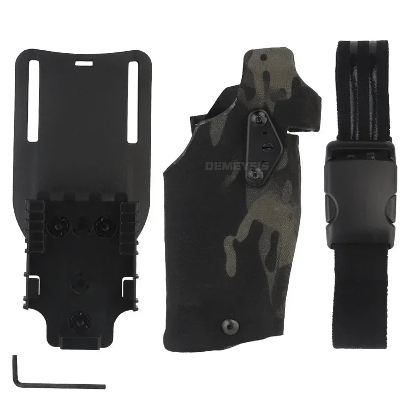 Holster Tactique Glock 17 Gen4 / G19 + X300/X300U – Verrouillage Rapide, Intérieur Floqué, Sangle Cuisse | Droitier | 5 Coloris - BLACKBEARD OUTDOOR INDUSTRIES