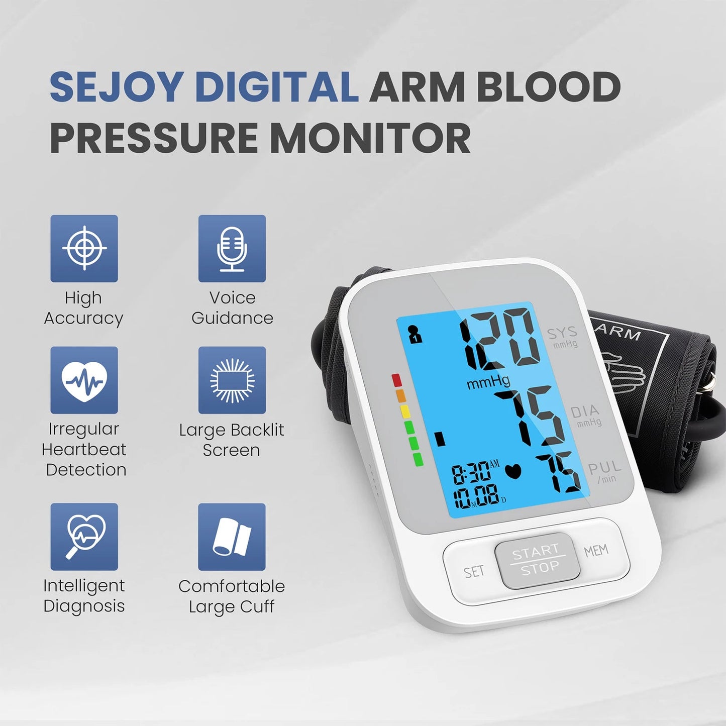 Moniteur de Tension Artérielle Automatique pour Bras – Tensiomètre Digital Sejoy DBP-1383 Ma boutique