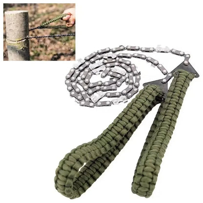 Mini Scie à Chaîne Manuelle avec Poignée en Corde – Scie Portable pour Jardinage, Bûcheronnage et Survie en Plein Air - BLACKBEARD OUTDOOR INDUSTRIES