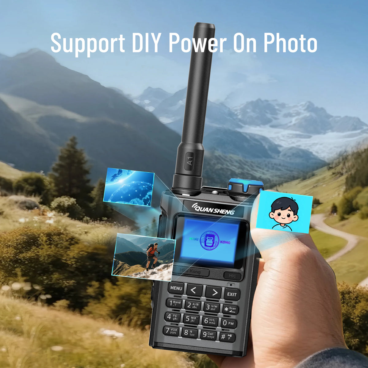 Talkie-walkie UV-K1 VHF/UHF rechargeable USB-C – 200 canaux