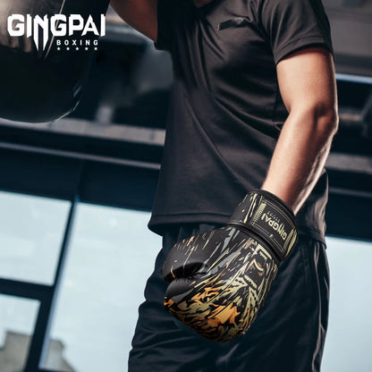 Gants de Boxe Professionnels Noirs Cuir PU – Sanda, Muay Thai, MMA, Sparring | 8 à 16 oz | Homme & Femme - BLACKBEARD OUTDOOR INDUSTRIES