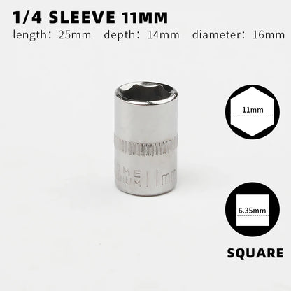 Douille 1/4" Simple – Tailles 4 à 14 mm | Clé à Cliquet, Outil Manuel - BLACKBEARD OUTDOOR INDUSTRIES