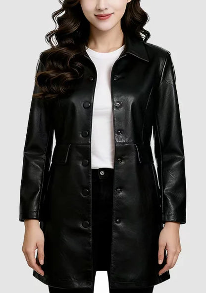 Veste femme en simili cuir PU à col revers