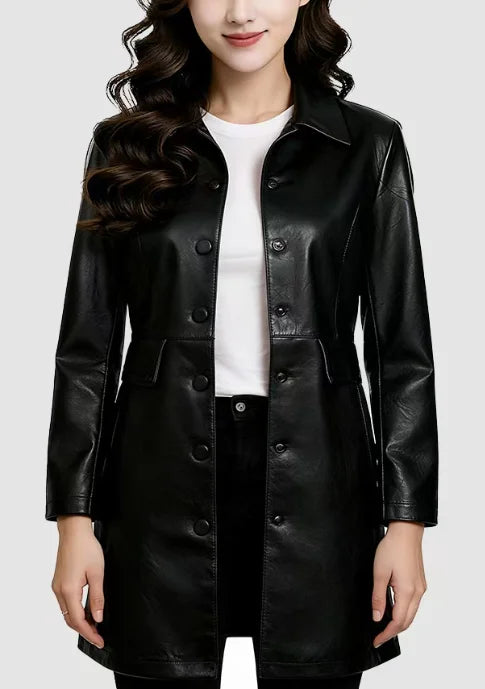 Veste femme en simili cuir PU à col revers