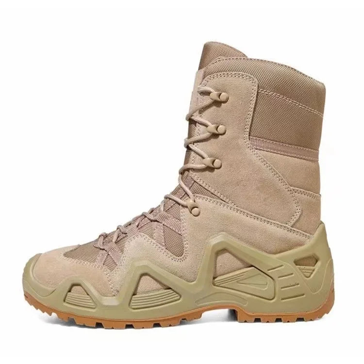 Chaussures Tactiques Mi-Hautes Militaires Désert – Cuir Suède, Randonnée & Outdoor, 39-46