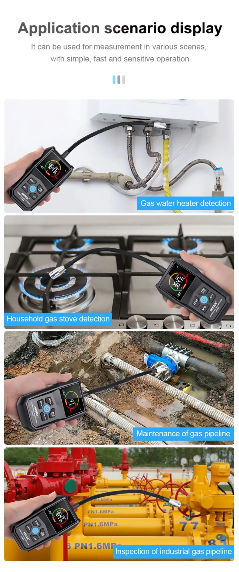 Détecteur de Fuite de Gaz Inflammable – Analyseur de Gaz Naturel, LPG, Méthane, Alcool (50000 PPM/LEL%) avec Sonde Flexible - BLACKBEARD OUTDOOR INDUSTRIES