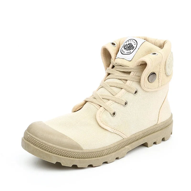 Chaussures Montantes Toile Femme Style Palladium – Respirantes Casual