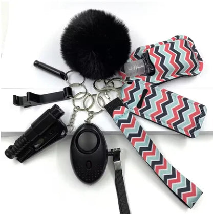 Kit Porte-Clés Défense Personnelle Femme – Alarme Sonore, Bouteille de Voyage, 20 Coloris