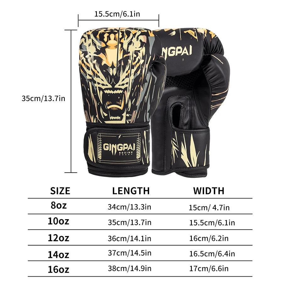 Gants de Boxe Professionnels Noirs Cuir PU – Sanda, Muay Thai, MMA, Sparring | 8 à 16 oz | Homme & Femme - BLACKBEARD OUTDOOR INDUSTRIES