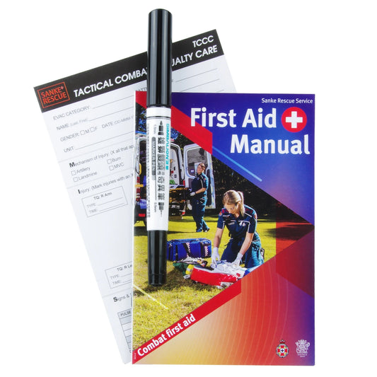 Kit TCCC – Manuel de Premiers Secours Tactiques, Carte de Bilan Blessure et Marqueur – Securite Privee, Intervention et Secourisme Professionnel